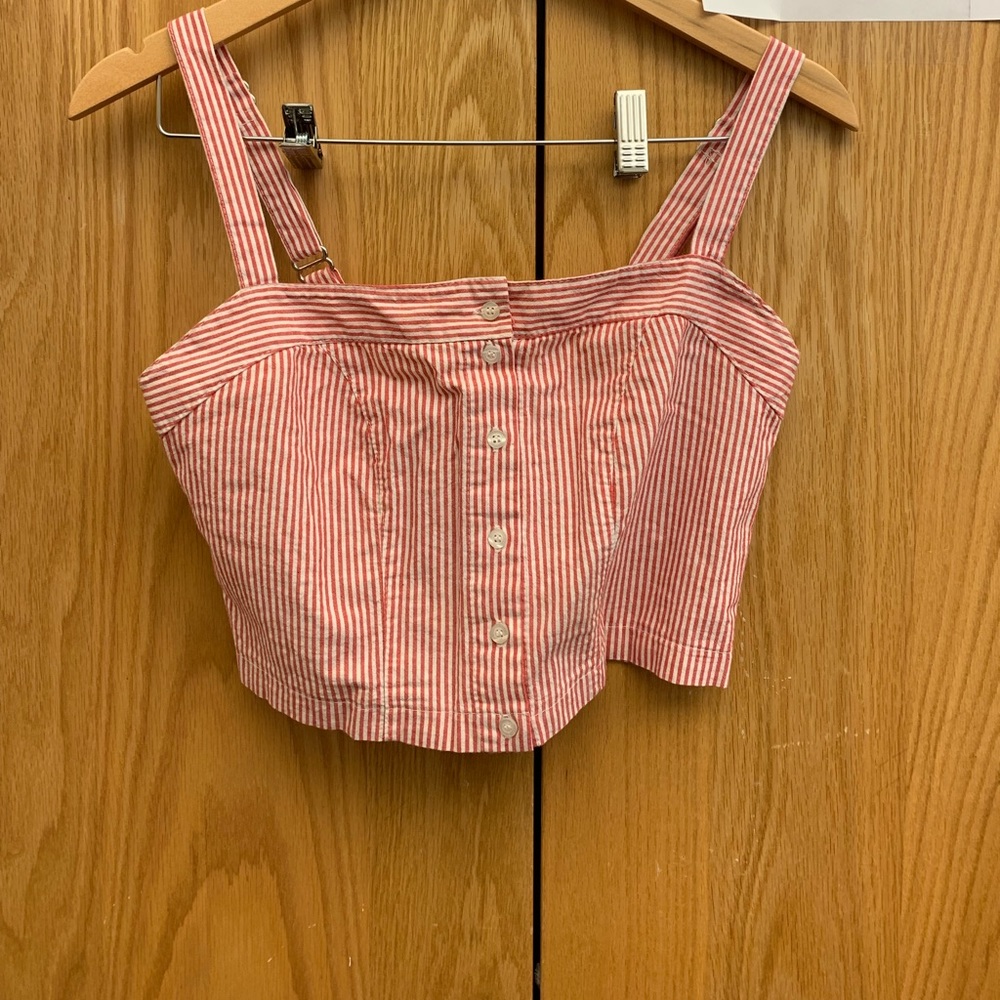 Red and white cropped top
